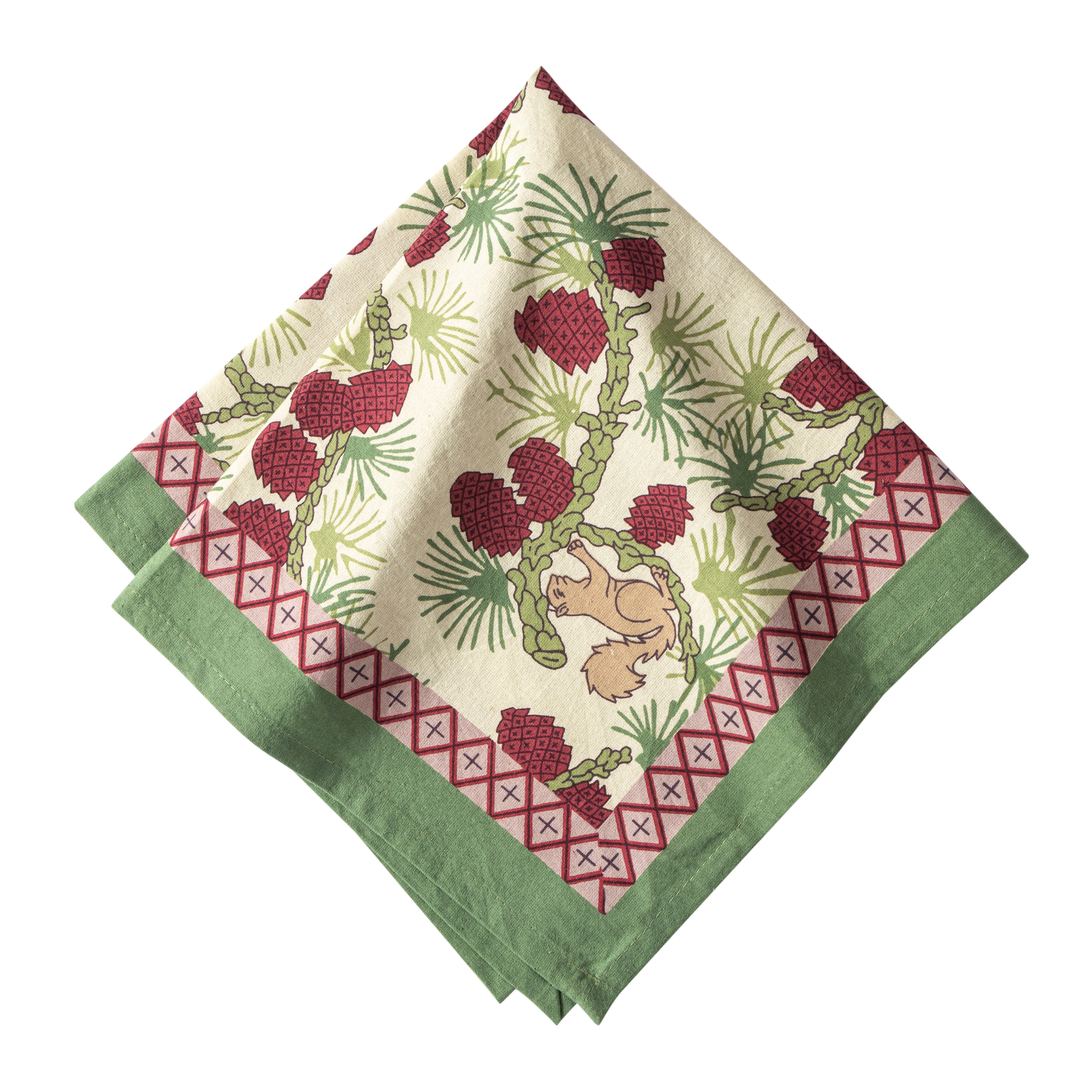 Pine Cone Christmas Cloth Napkins - Set of 4 napkins