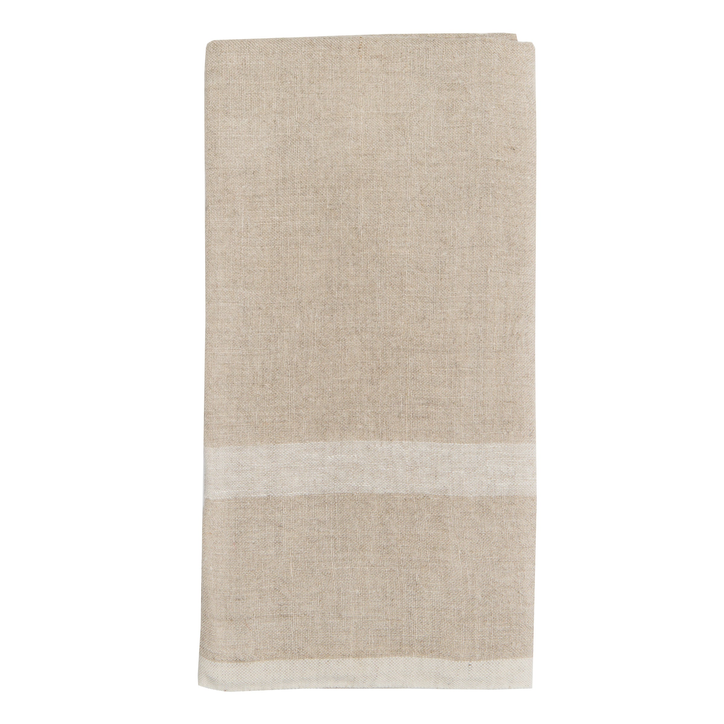 Linen Hand Towel Blue/Natural with Natural stripes