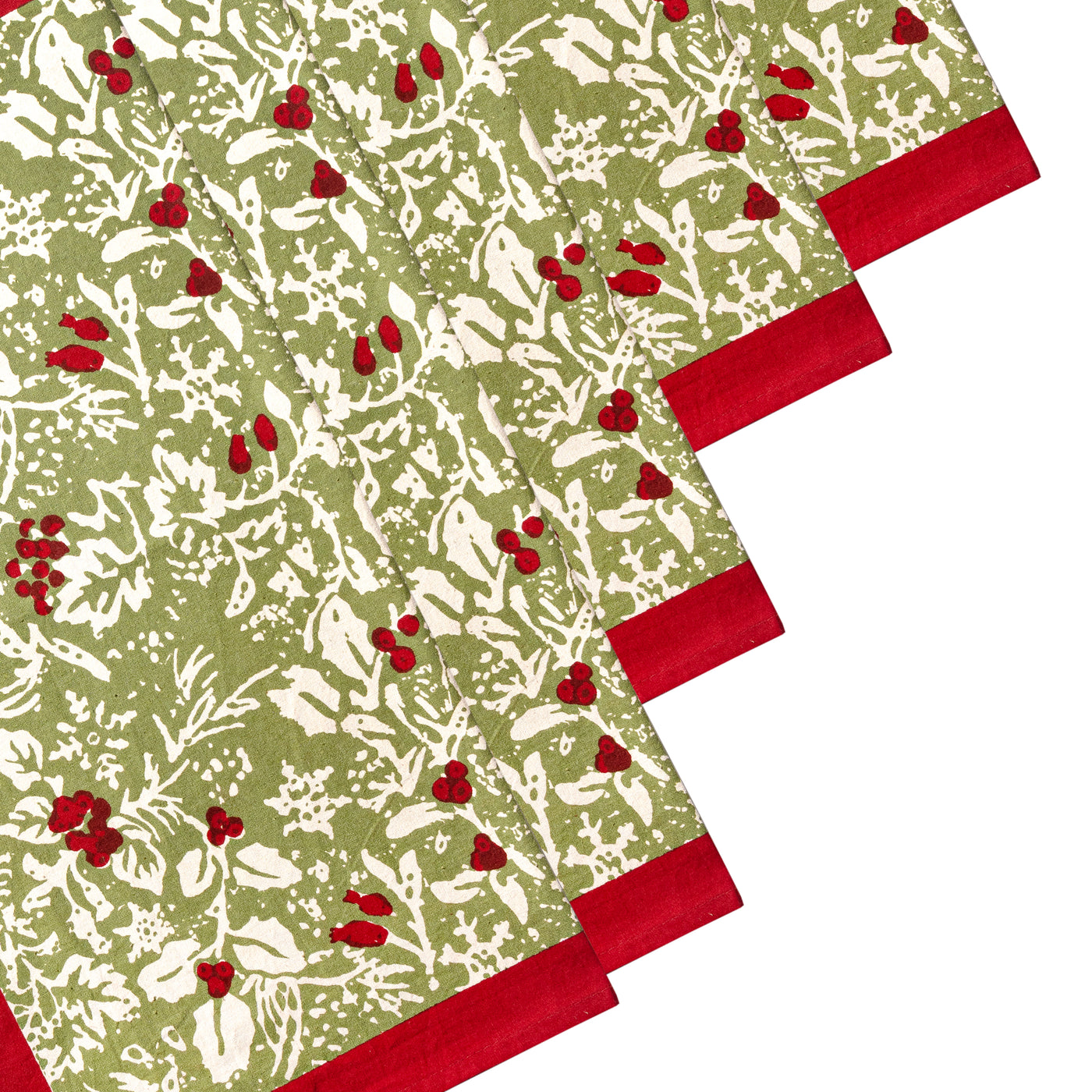 Baies de Houx Red & Green Napkins  - Set of 6