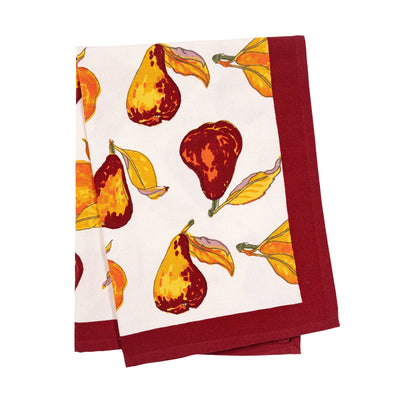 Orchard Pear Tea Towels Burgundy, Set of 3