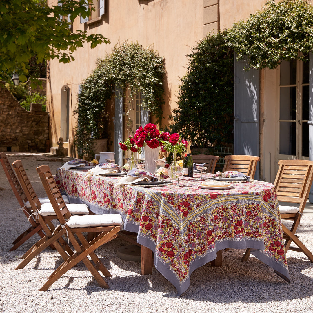 Round Tablecloth French Country Crimson Red Ticking shops Stripe