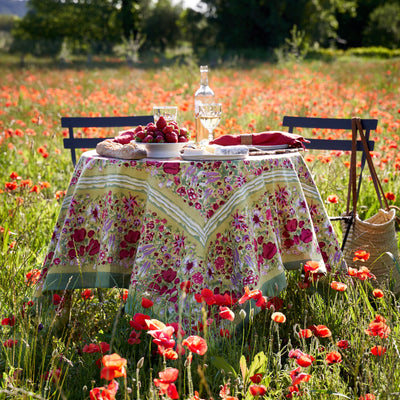 French Tablecloth Jardin Red & Green