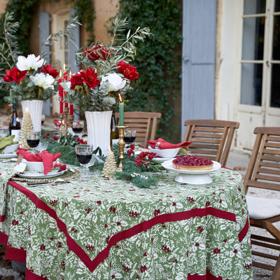 French Tablecloth Baies de Houx Red & Green