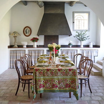 French Tablecloth Jardin Red & Green