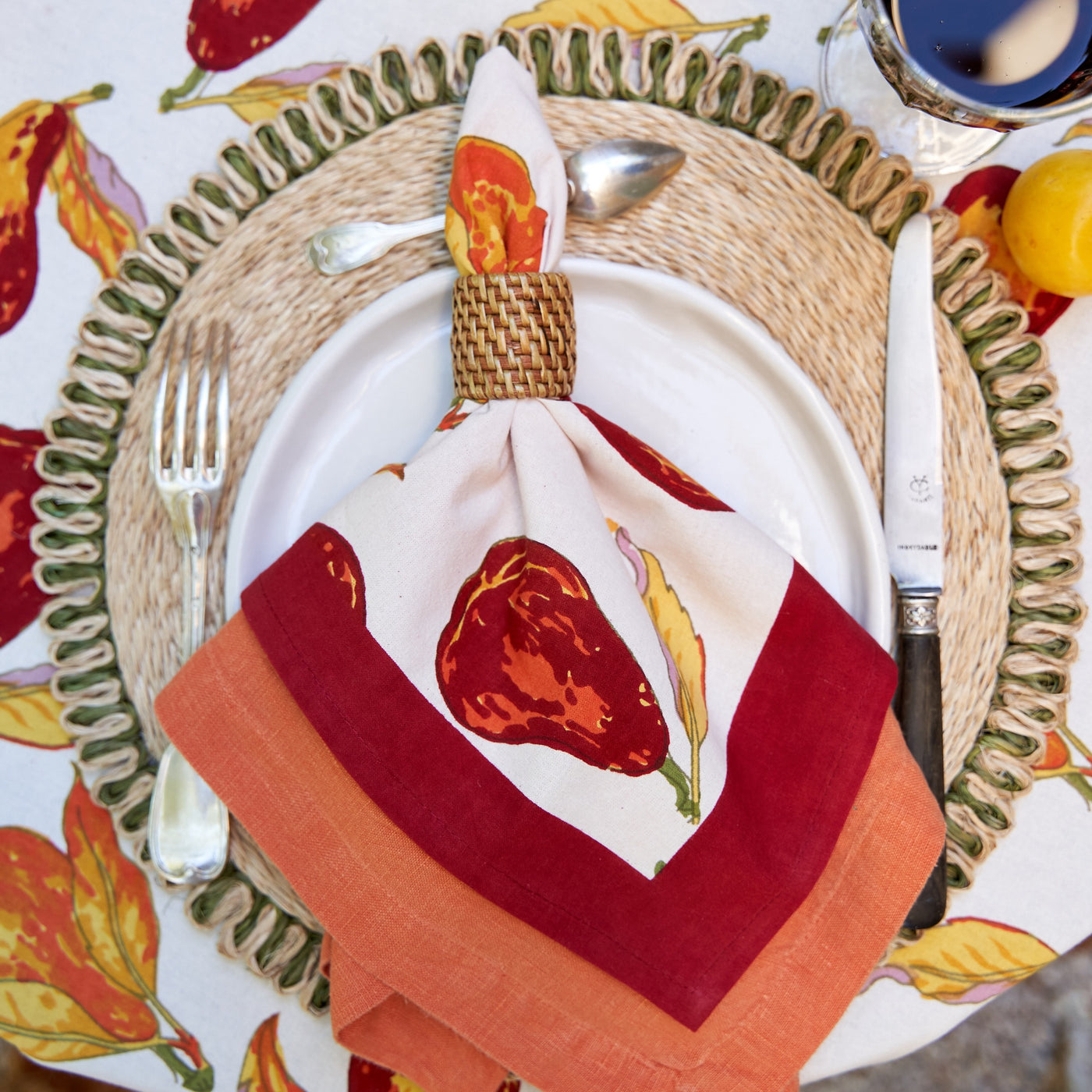 Orchard Pear Napkins Burgundy, Set of 6