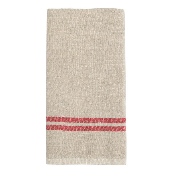 Caravan Set of 2 Chunky Linen Hand Towels in Red